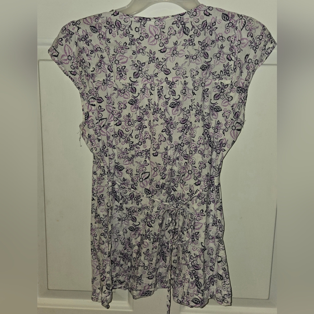 6 Degrees Floral Sheer Blouse with Tie Waist/SzM